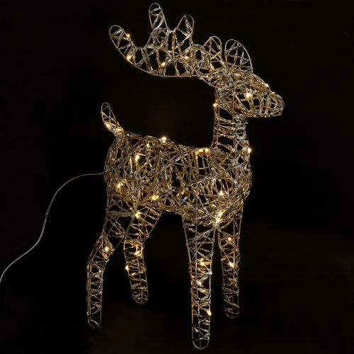 Floristik24 Metalowa dekoracja świąteczna LED Renifer do wnętrz, złota, wys. 40 cm