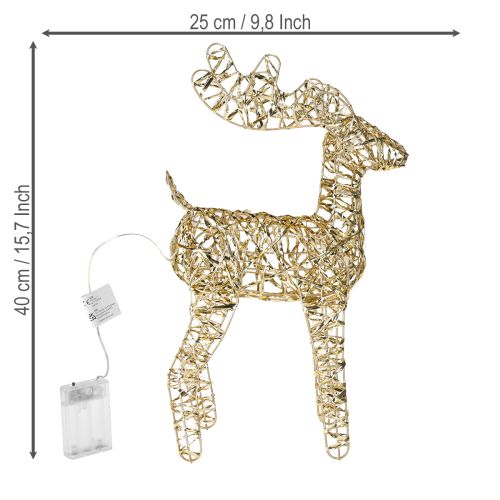 Produkt Metalowa dekoracja świąteczna LED Renifer do wnętrz, złota, wys. 40 cm