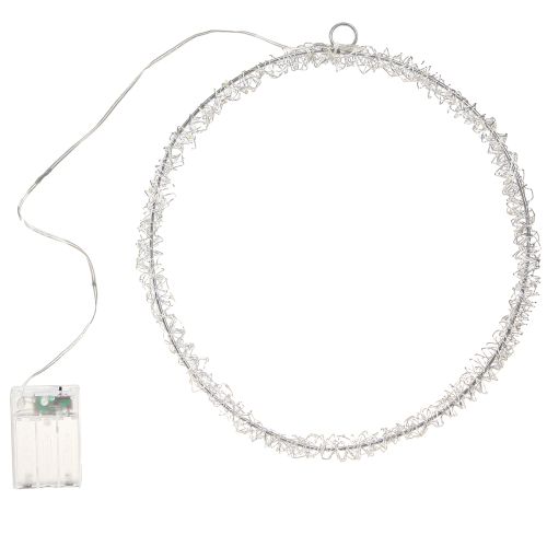 Pierścień LED metalowy dekoracyjny do zawieszenia srebrny ciepły biały 30cm