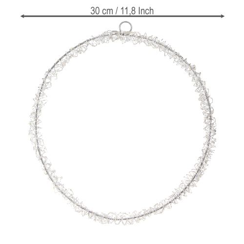 Produkt Pierścień LED metalowy dekoracyjny do zawieszenia srebrny ciepły biały 30cm