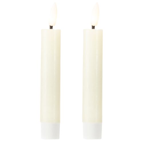 Świeca LED kremowa ciepła biała wosk naturalny wys. 14,5 cm 2 sztuki