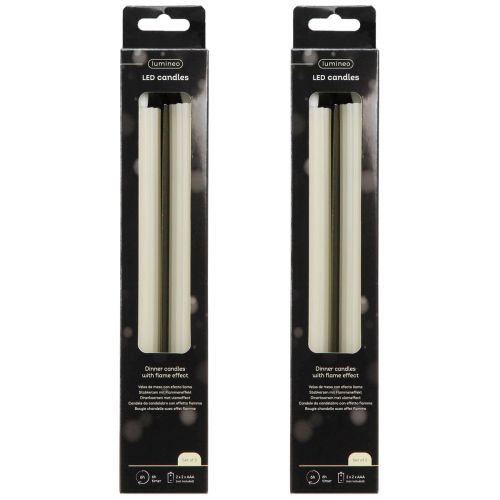 Produkt Świece LED w sztyfcie z timerem, żłobkowane, kremowe 24,5cm 4 sztuki