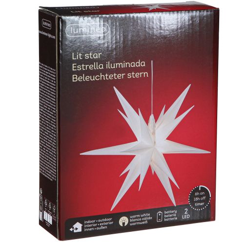 Floristik24 LED Star 3D biały timer bateria zewnętrzna Ø30cm W74cm