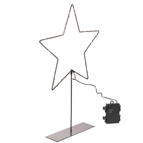 Gwiazda LED z pojemnikiem na baterie na stojaku na parapet i stół 46cm