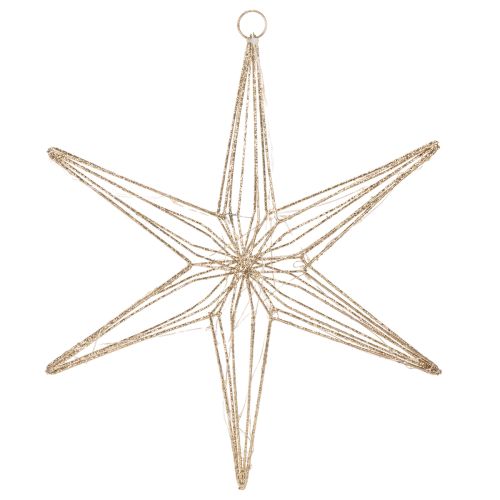 Dekoracyjna gwiazda LED z drutu, wisząca dekoracja do wnętrz, 40 diod LED, ciepła biel, 42 cm