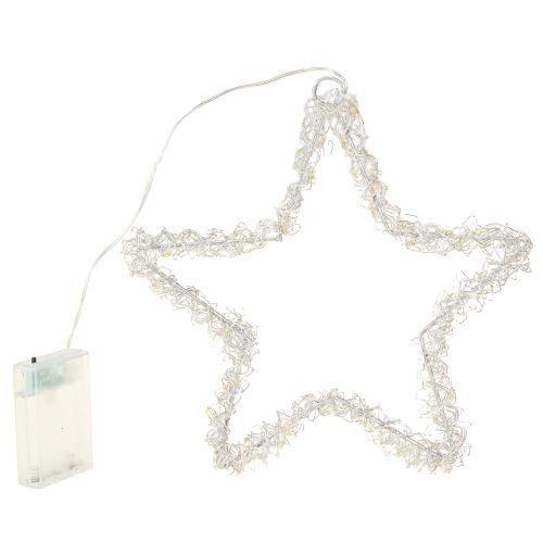 Produkt Gwiazda LED do zawieszenia srebrna metalowa 70 LED ciepła biel Ø25cm