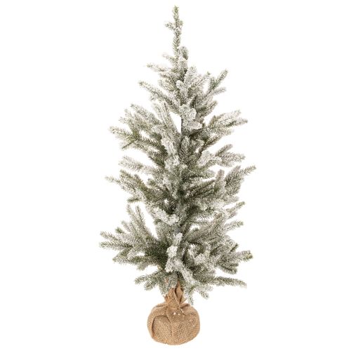 Sztuczna choinka ze śniegiem w worku jutowym, 40 diod LED, do użytku wewnątrz, 85 cm