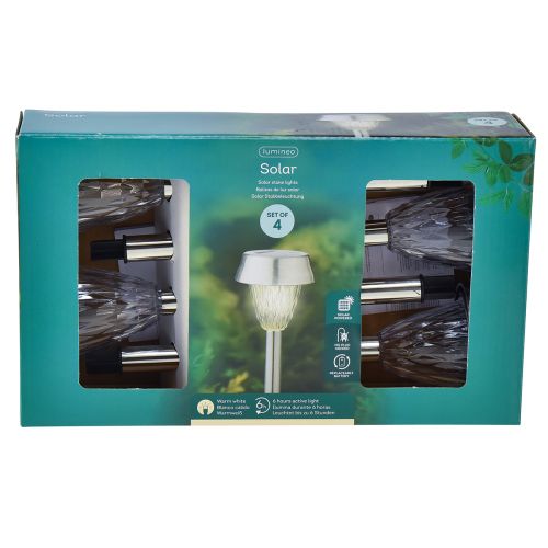 Produkt Lampy ogrodowe LED solarne z timerem ciepła biel W35cm 4 szt