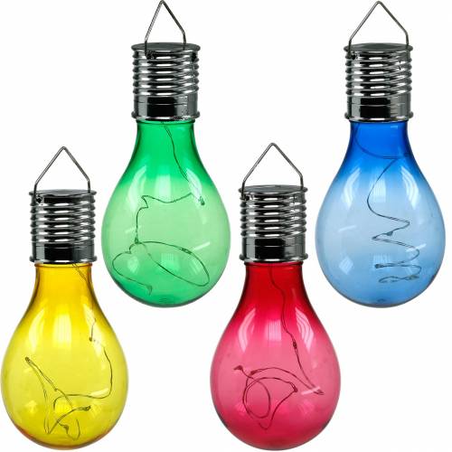 Floristik24 Dekoracja ogrodowa słoneczna żarówka LED w różnych kolorach 15cm 4szt
