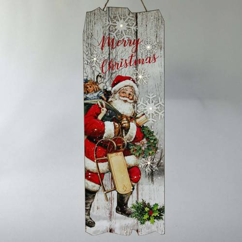 Floristik24 Fototapeta LED Mikołaj "Wesołych Świąt" 21×60cm Na Baterię