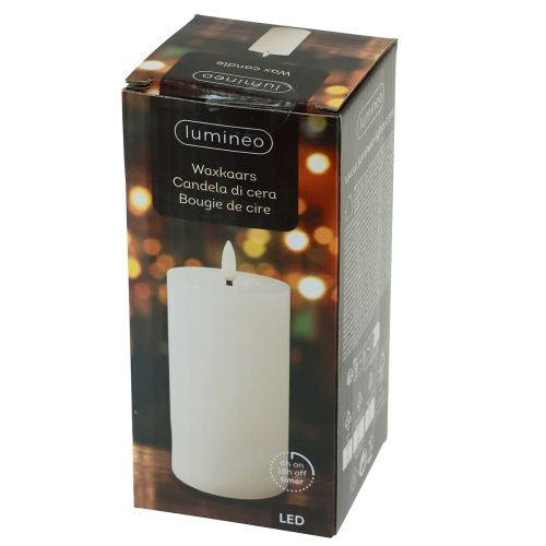 Floristik24 Zegar świeczkowy LED z prawdziwego wosku, biały, rustykalny wygląd, Ø7cm W15cm