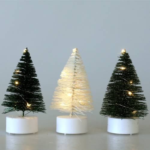 Floristik24 Choinka LED zielona/biała 10cm 3szt