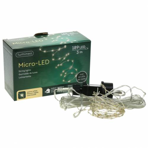 Produkt Łańcuch świetlny LED przewód świetlny ciepły biały 189LED 3m
