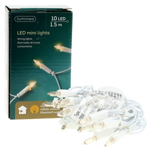 Floristik24 Mini łańcuch LED 10L biały ciepły biały 1,5m
