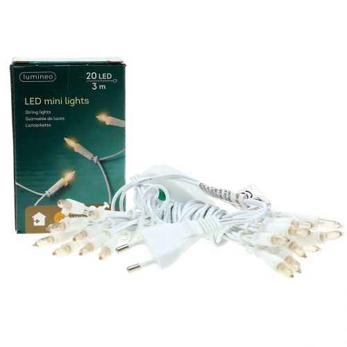 Floristik24 Mini łańcuch LED 20L biały ciepły biały 3m