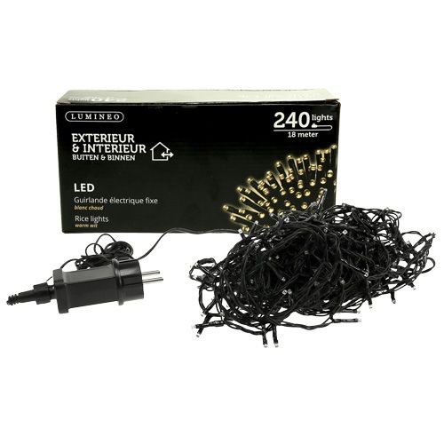 Produkt Łańcuch świetlny LED ryż 240 18m czarny/ciepła biel