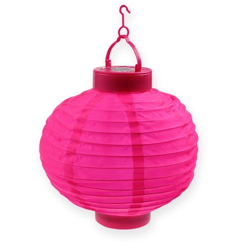 Lampion LED z solarem 20cm różowy