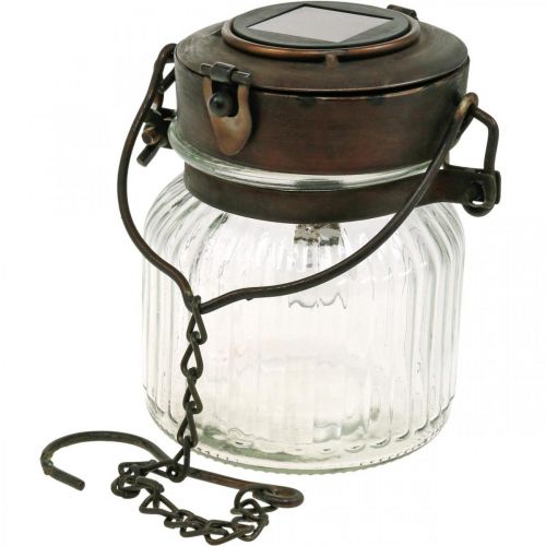 Floristik24 Latarnia LED, lampa wisząca, lampa solarna w szkle Ø11cm H14cm