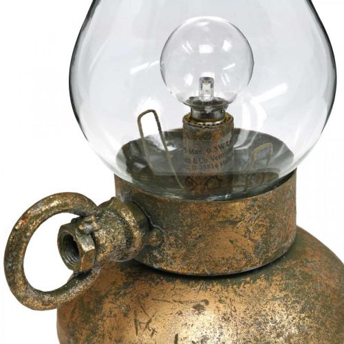 Floristik24 Antyczna lampa dekoracyjna, dioda LED w kolorze mosiądzu, wygląd vintage W19cm S13,5cm