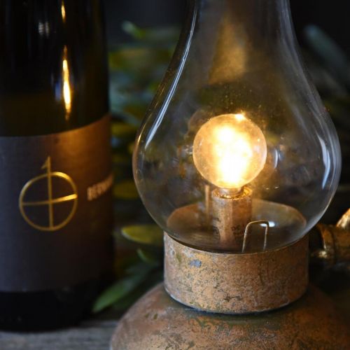 Floristik24 Antyczna lampa dekoracyjna, dioda LED w kolorze mosiądzu, wygląd vintage W19cm S13,5cm
