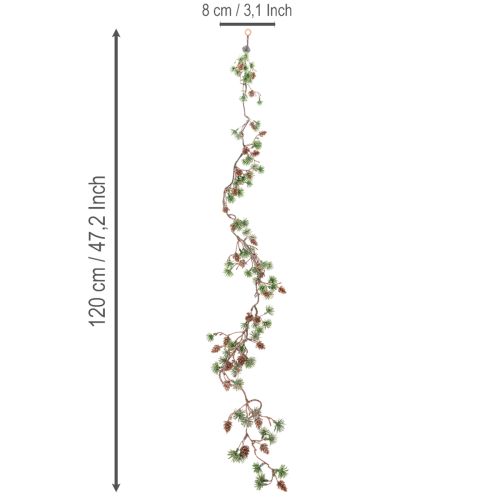 Sztuczna girlanda modrzewiowa z szyszkami i igłami, 120 cm | Floristik24.pl