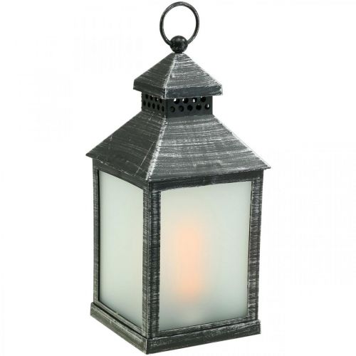 Floristik24 Latarnia LED z Timerem Dekoracyjna Latarnia Vintage Srebrna W23cm