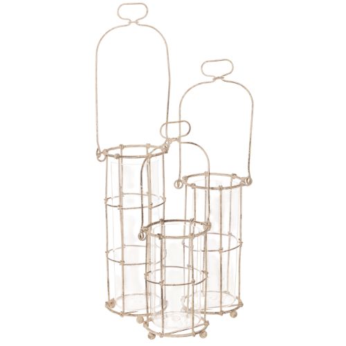Latarnia ogrodowa, metalowa lampa wiatrowa Ø8,5cm H23/18,5/14,5cm zestaw 3-częściowy kupić | Floristik24.pl