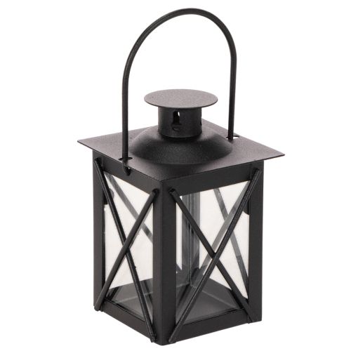 Czarna latarnia z uchwytem na podgrzewacz, 16cm, 2 sztuki