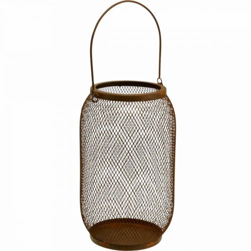 Latarnia dekoracyjna z metalowym uchwytem imitującym rdzę Ø17 cm W28,5 cm