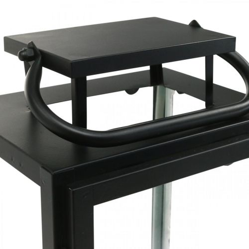 Floristik24 Deco Latarnia Czarny Metal, Szkło Prostokątna Lampa Wiatrowa 19x15x30,5cm