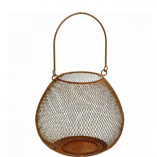 Floristik24 Metalowa latarnia z rdzawym świecznikiem Ø20cm W17cm