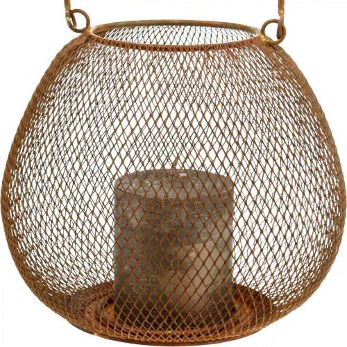 Floristik24 Metalowa latarnia z rdzawym świecznikiem Ø20cm W17cm