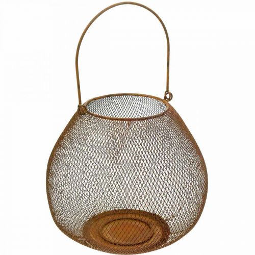 Floristik24 Metalowy Lampion z Siatką Rdza Dekoracja Stołu Ø26cm H20cm