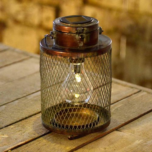 Floristik24 Metalowa latarnia, lampa słoneczna, LED, antyczny wygląd Ø13,5cm W28,5cm