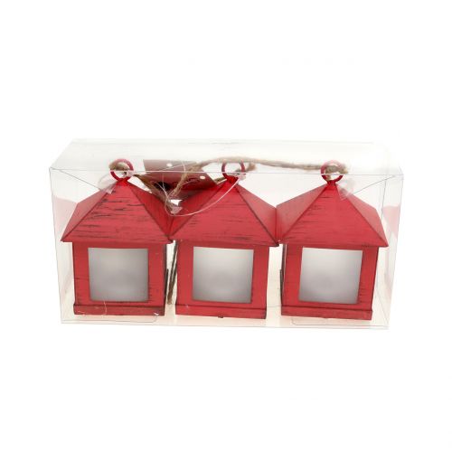 Floristik24 Lampion z oświetleniem czerwony 6cm x 6cm 3szt.