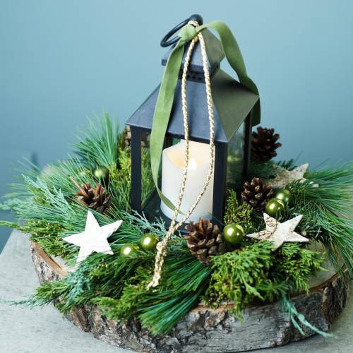 Floristik24 Latarnia ze świecą LED czarna 10,5×24cm