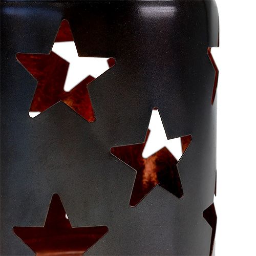 Floristik24 Lampion z motywem gwiazdek czarny-miedź Ø10cm H13,5cm