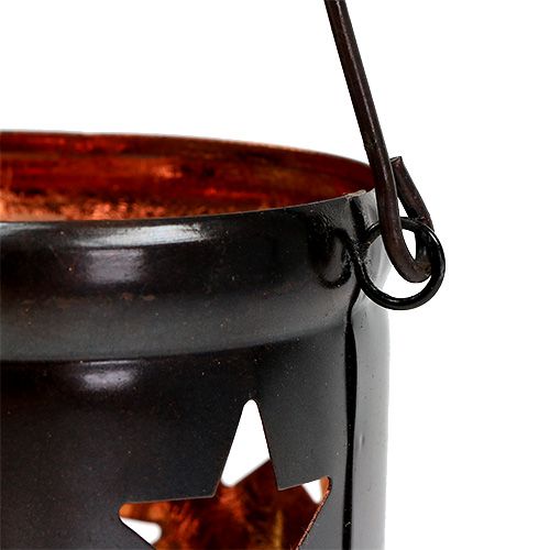 Floristik24 Lampion z motywem gwiazdek czarny-miedź Ø10cm H13,5cm