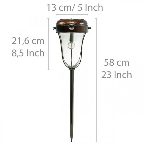 Floristik24 Latarnia solarna do podłączenia, pręt świetlny LED Ø13,5 cm dł. 58 cm wys. 21 cm