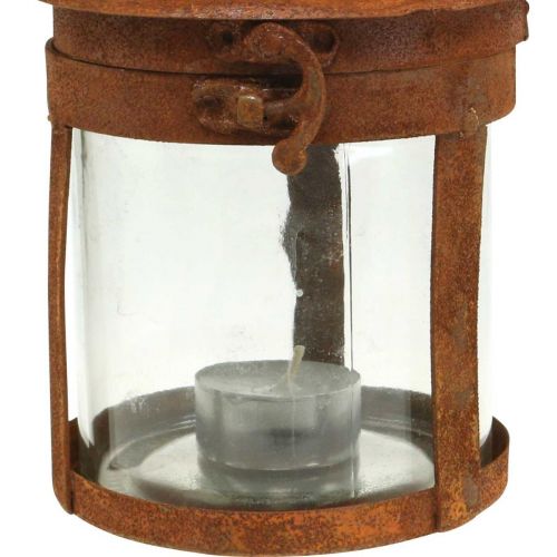 Floristik24 Latarnia metalowa z patyną, dekoracja letnia, latarnia z rdzy metalowej W18cm Ø10cm