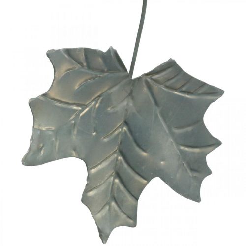 Floristik24 Liście metalowe do powieszenia antyczne szare liście jesienne 7,5-10cm 4szt.