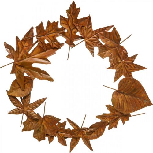 Produkt Liść Wieniec Rdza, Dekoracja metalowa, Wieniec odpoczynku, jesień dekoracji, kwiat pamięci Ø29cm