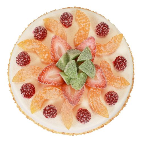 Floristik24 Manekin do jedzenia, sztuczne ciasto z owocami Ø23cm W8,5cm