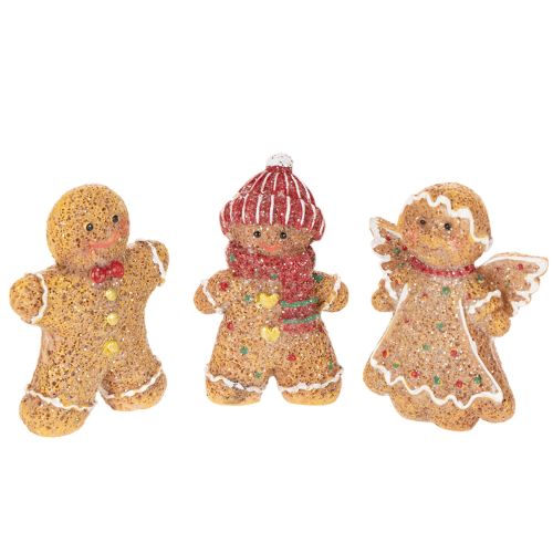 Sztuczna figurka dekoracyjna piernikowy ludzik, 8cm, 3 sztuki