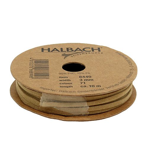 Floristik24 Leathercord matowy jasny brąz 3mm 10m