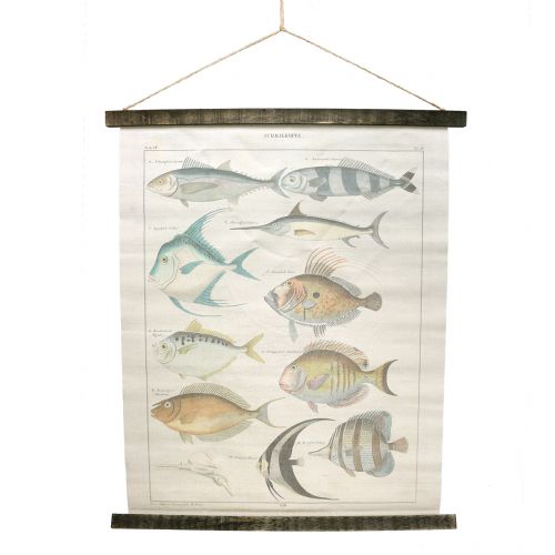 Zwój dekoracyjny wykonany z lnu z rybą 60cm x 72cm