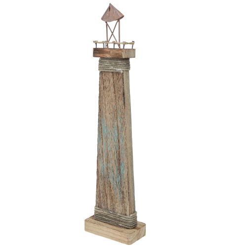 Produkt Latarnia morska o wyglądzie antycznym, morska dekoracja stołu, drewno niebieskie 40,5 cm