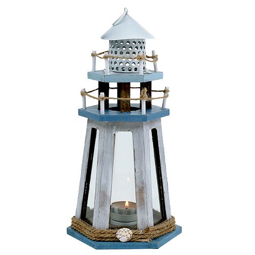 Floristik24 Latarnia morska jako tea light holder naturalny niebieski H32cm