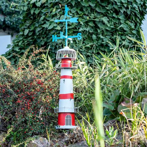 Floristik24 Latarnia morska czerwono biała z łopatką meteorologiczną 90cm
