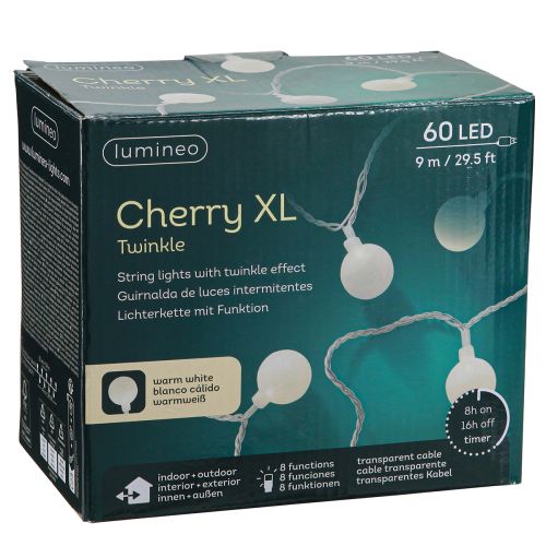 Produkt Wróżki świetlne kulki timer 60 LED ciepła biel wewnątrz na zewnątrz 9m
